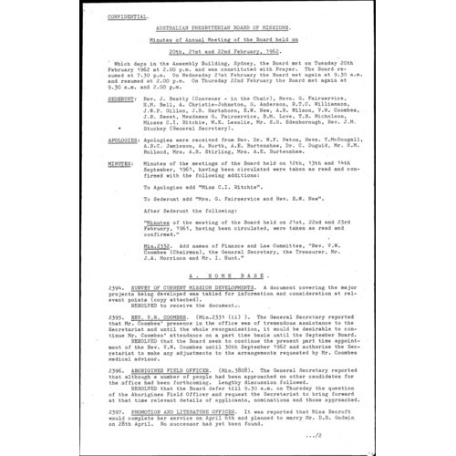 Board of Missions - Minutes