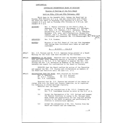 Board of Missions - Minutes