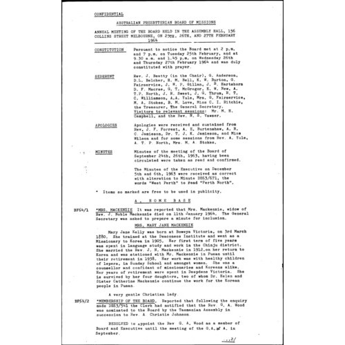 Board of Missions - Minutes