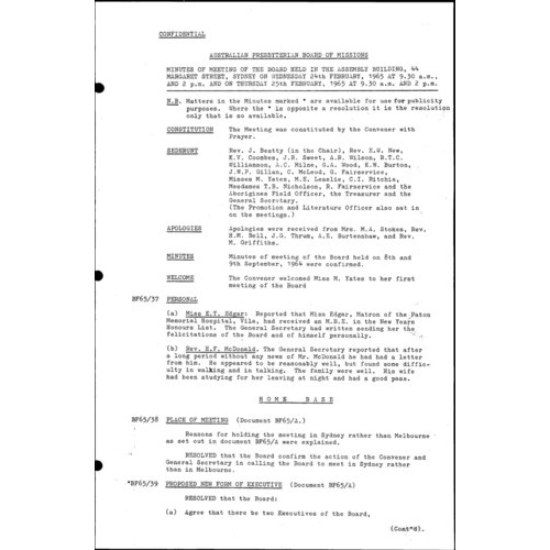 Board of Missions - Minutes