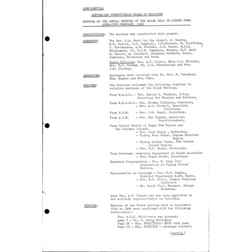 Board of Missions - Minutes