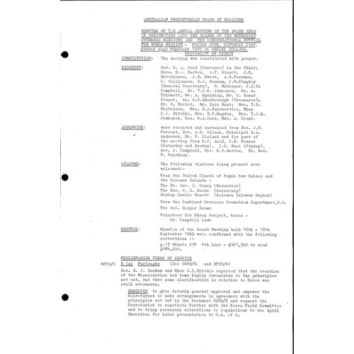 Board of Missions - Minutes