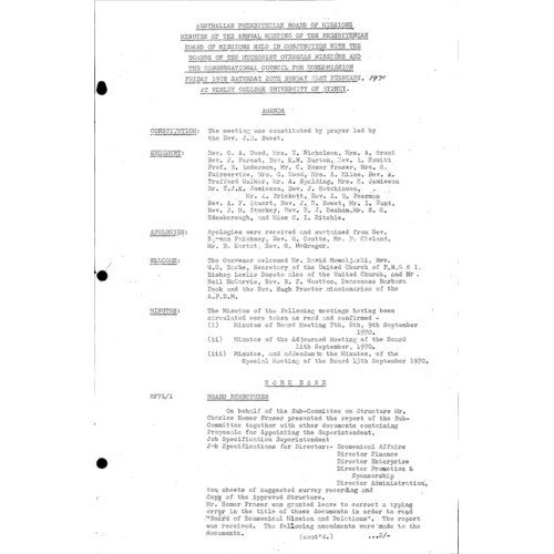 Board of Missions - Minutes