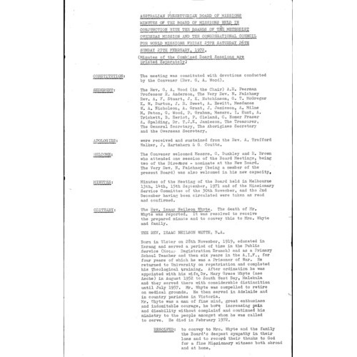 Board of Missions - Minutes