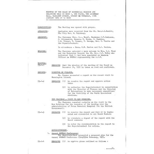 Board of Missions - Minutes