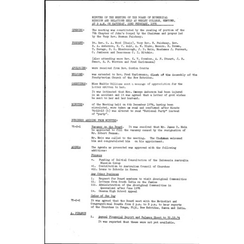 Board of Missions - Minutes