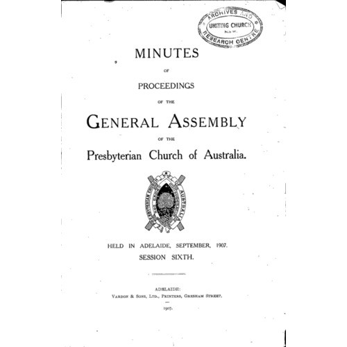 Minutes of the Proceedings of the General Assembly of the Presbyterian Church of Australia