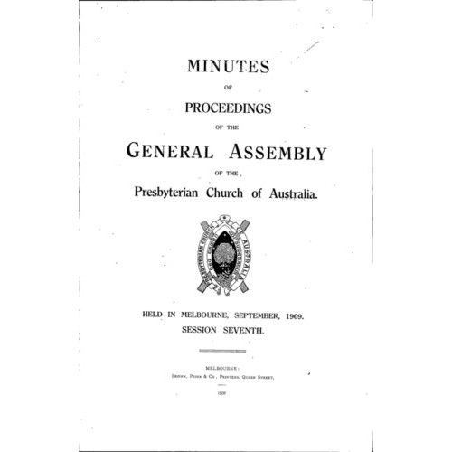 Minutes of the Proceedings of the General Assembly of the Presbyterian Church of Australia