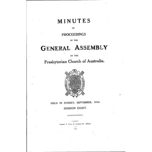 Minutes of the Proceedings of the General Assembly of the Presbyterian Church of Australia