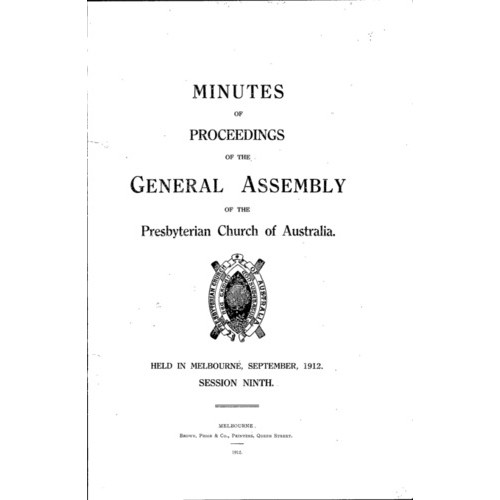 Minutes of the Proceedings of the General Assembly of the Presbyterian Church of Australia