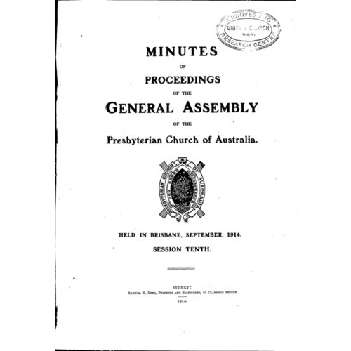 Minutes of the Proceedings of the General Assembly of the Presbyterian Church of Australia