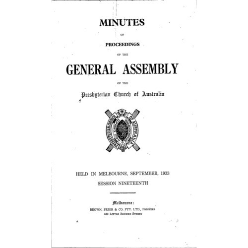 Minutes of the Proceedings of the General Assembly of the Presbyterian Church of Australia