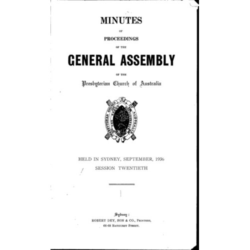 Minutes of the Proceedings of the General Assembly of the Presbyterian Church of Australia