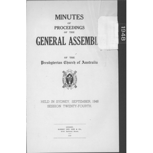 Minutes of the Proceedings of the General Assembly of the Presbyterian Church of Australia