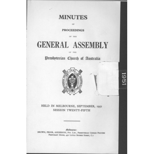 Minutes of the Proceedings of the General Assembly of the Presbyterian Church of Australia