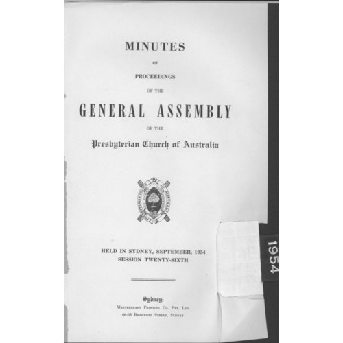 Minutes of the Proceedings of the General Assembly of the Presbyterian Church of Australia