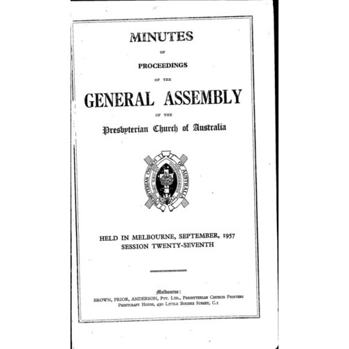 Minutes of the Proceedings of the General Assembly of the Presbyterian Church of Australia
