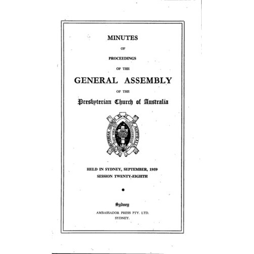 Minutes of the Proceedings of the General Assembly of the Presbyterian Church of Australia