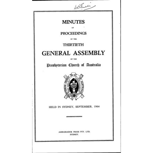 Minutes of the Proceedings of the General Assembly of the Presbyterian Church of Australia