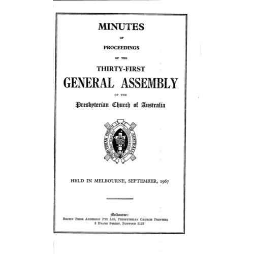 Minutes of the Proceedings of the  General Assembly of the Presbyterian Church of Australia