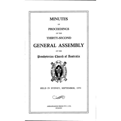 Minutes of the Proceedings of the General Assembly of the Presbyterian Church of Australia