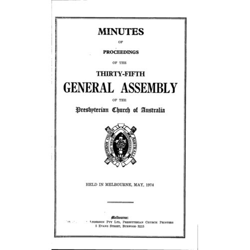 Minutes of the Proceedings of the General Assembly of the Presbyterian Church of Australia