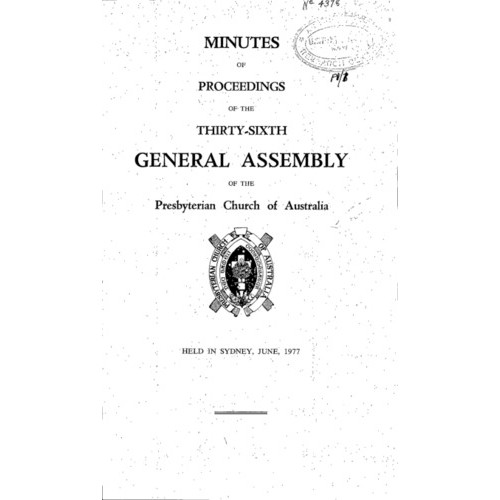 Minutes of the Proceedings of the General Assembly of the Presbyterian Church of Australia
