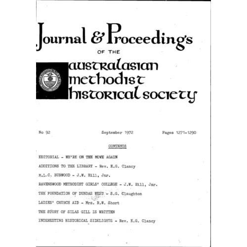 Journal and Proceedings of the Australasian Methodist Historical Society