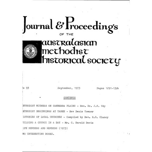 Journal and Proceedings of the Australasian Methodist Historical Society