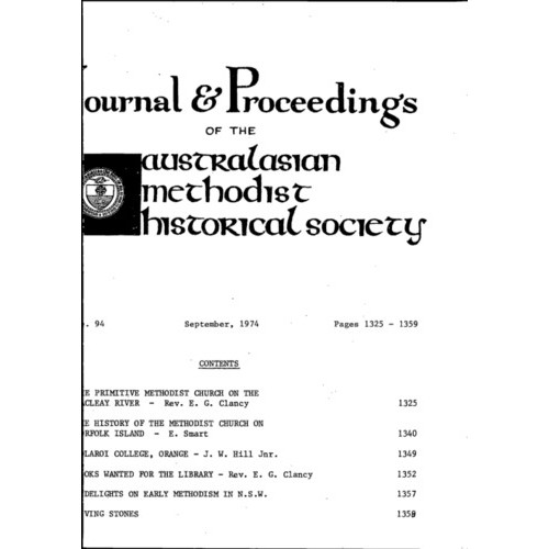Journal and Proceedings of the Australasian Methodist Historical Society