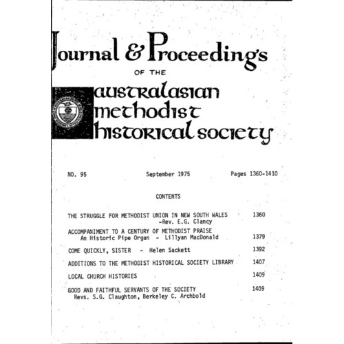Journal and Proceedings of the Australasian Methodist Historical Society