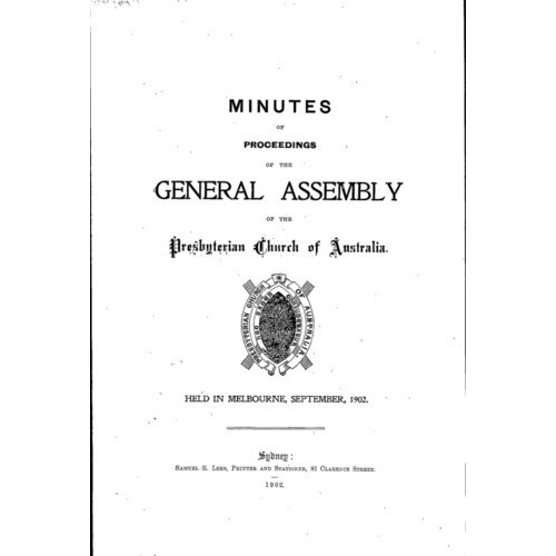 Minutes of the General Assembly of the Presbyterian Church of Australia