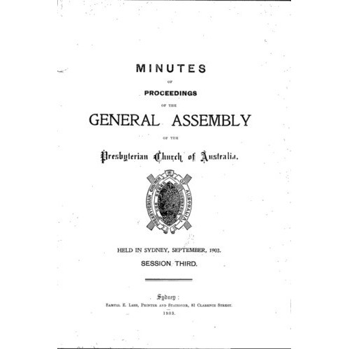 Minutes of the General Assembly of the Presbyterian Church of Australia