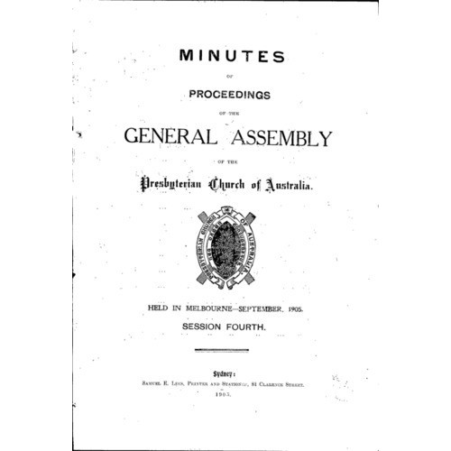 Minutes of the General Assembly of the Presbyterian Church of Australia