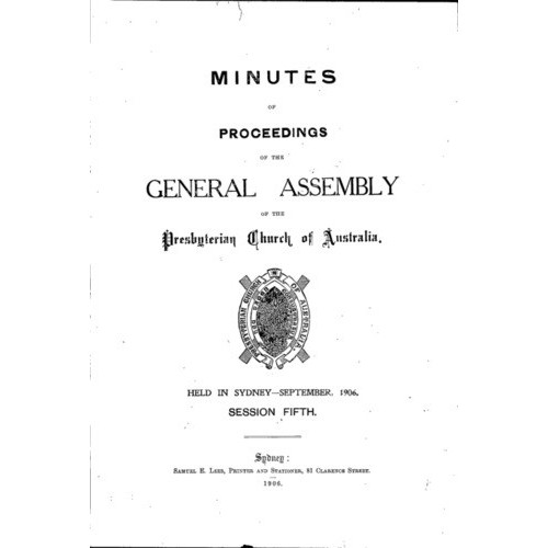 Minutes of the General Assembly of the Presbyterian Church of Australia