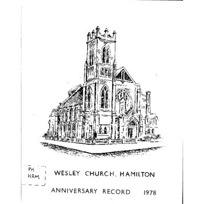 Wesley Church, Hamilton; anniversary record: 121st anniversary and 50th anniversary of the opening of the present church building, 12th November 1978.