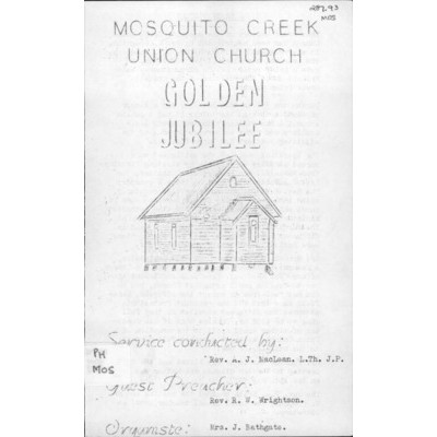 Mosquito Creek Union Church, golden jubilee.