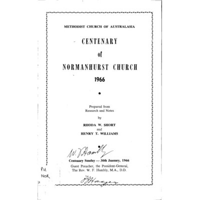 Centenary of Normanhurst Church 1966.
