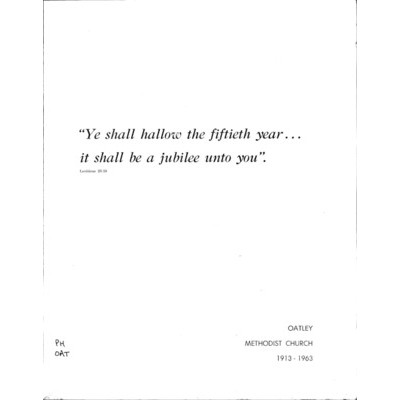 Oatley Methodist Church 1913-1963; the golden jubilee year 1963.