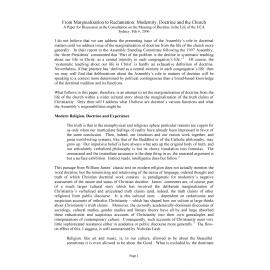 From marginalization to reclamation : modernity, doctrine and the Church