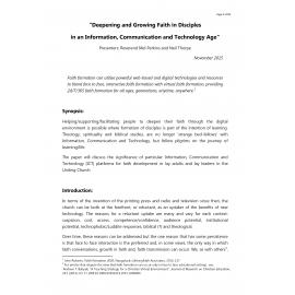 Deepening and growing disciples in an information, communication and technology age