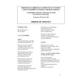 Bali bombing : order of service