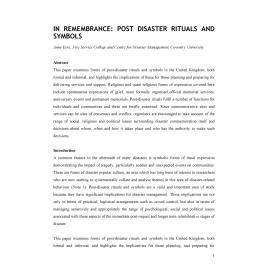 In remembrance : post disaster rituals and symbols