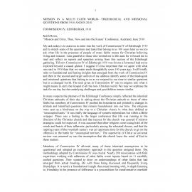 Mission in a multi faith world : theological and missional questions from 1910 and 2010