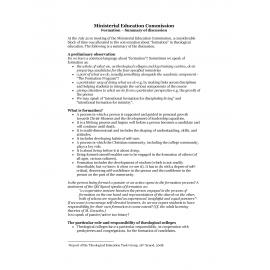 Ministerial Education Commission (MEC) : Formation : Summary of discussion