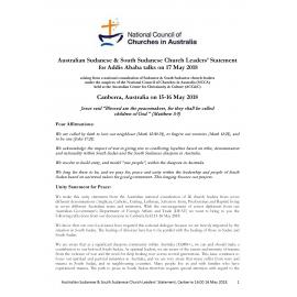 NCCA Australian Sudanese & South Sudanese church leaders' statement