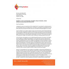 Letter to Prime Minister Gillard re : Exceptions in the Sex Discrimination Amendment Bill 2013