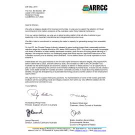 Letter to Leader of the Opposition Shorten re : Carbon emissions