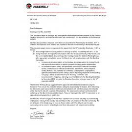 Letter from Rev. Terence Corkin re : Discussion paper on marriage and same-gender relationships