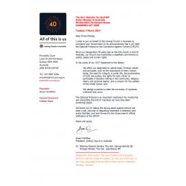 Letter to Prime Minister Turnbull re : Optional Protocol on the Convention Against Torture (OPCAT)